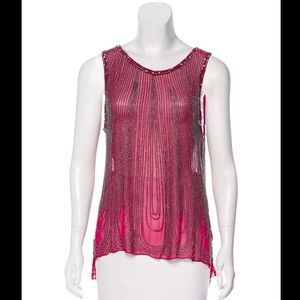 Fuchsia Parker silk sheer sleeveless top xs